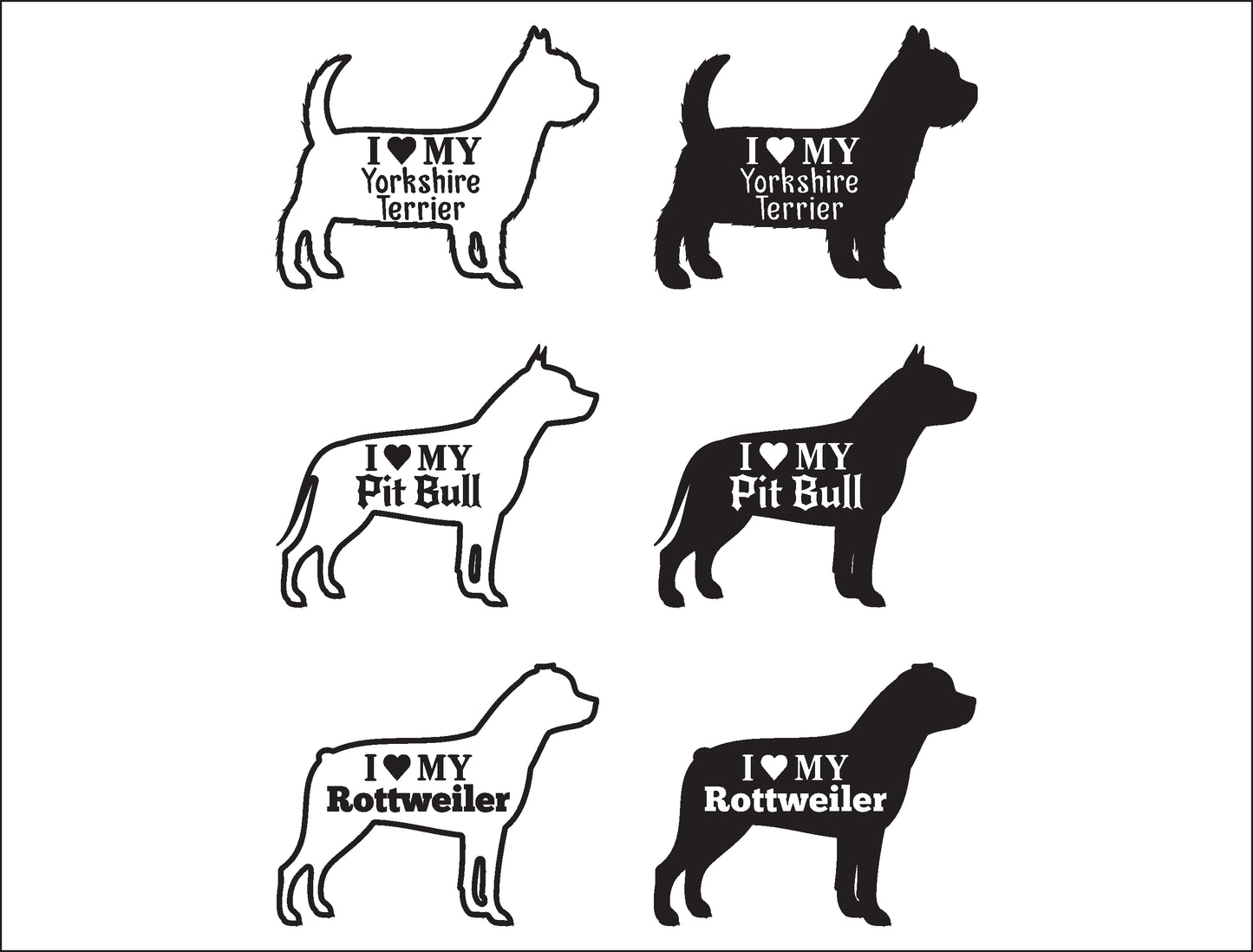 I Love my Dog Breed Decal