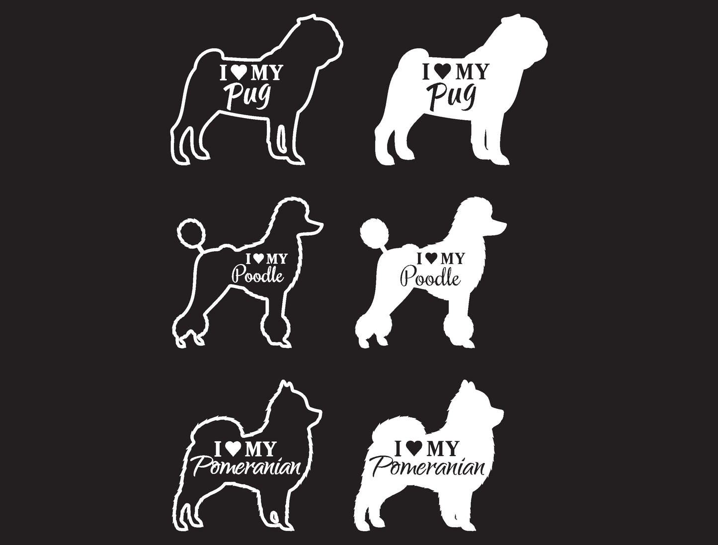 I Love my Dog Breed Decal