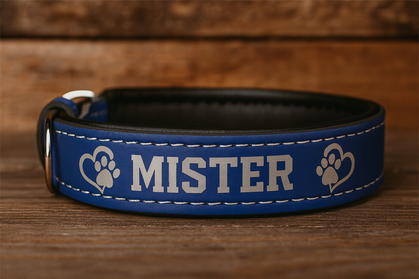 Personalized Dog Collar with Name - Laser engraved Leatherette Custom Pet Collar
