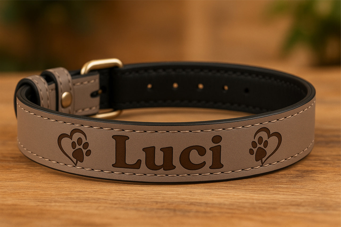 Personalized Dog Collar with Name - Laser engraved Leatherette Custom Pet Collar