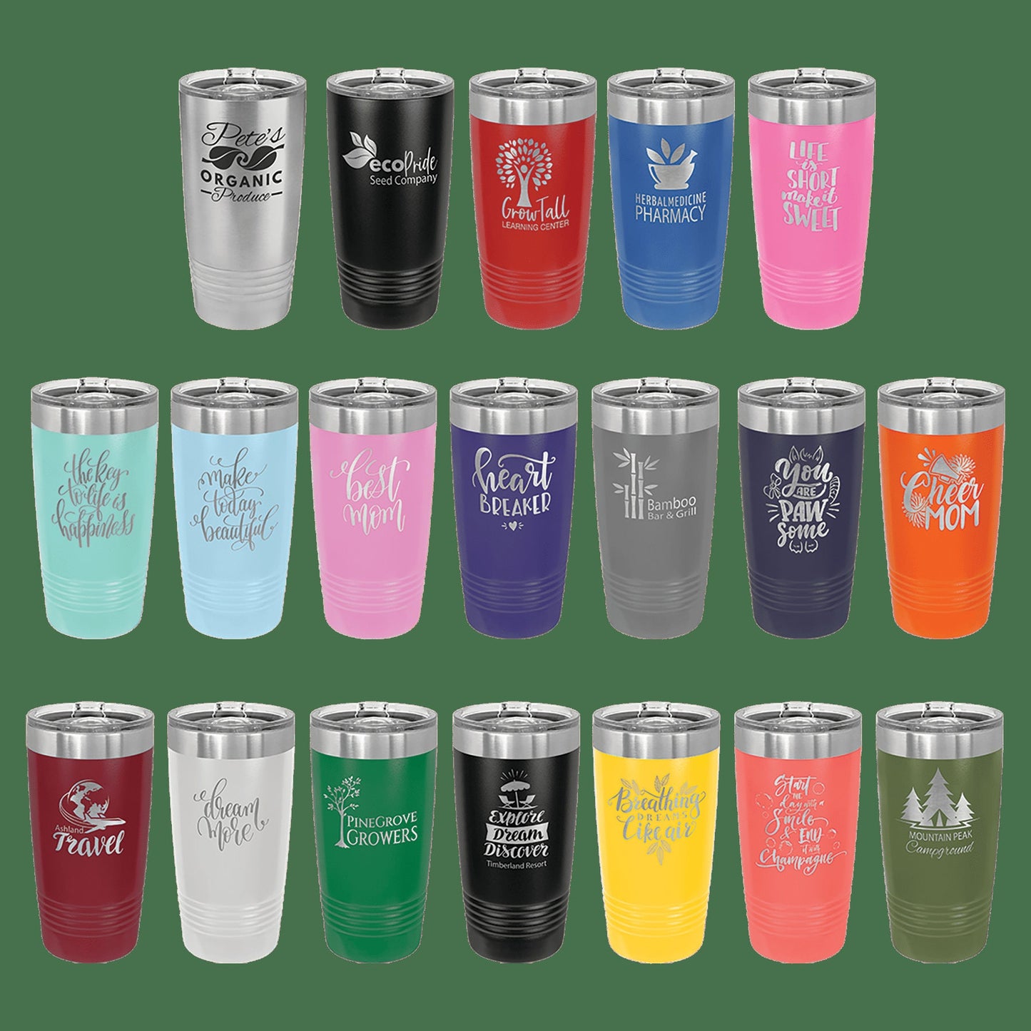 Personalized tumbler, 20 oz. with Slider Lid, PERSONALIZED, CUSTOM, engraved, laser