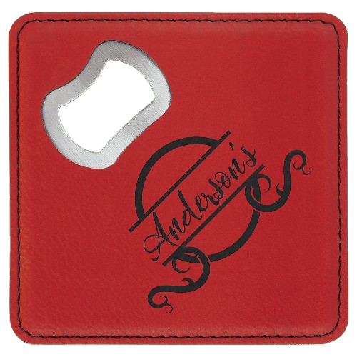 Custom Engraved Monogram Bottle Opener Coasters