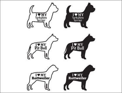 I Love my Dog Breed Decal