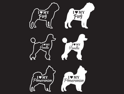 I Love my Dog Breed Decal
