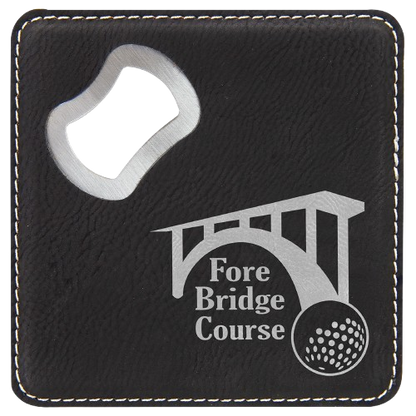 Custom Engraved Monogram Bottle Opener Coasters