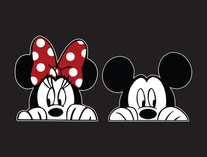Peeking Mickey & Minnie Sticker – Fun & Playful Vinyl Decal