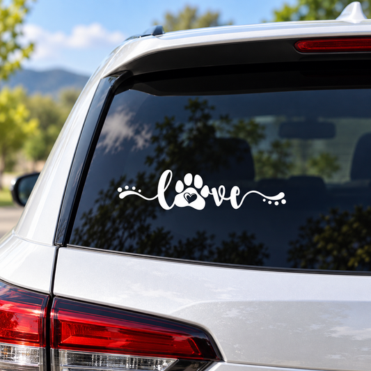 Love Paw Print Vinyl Decal
