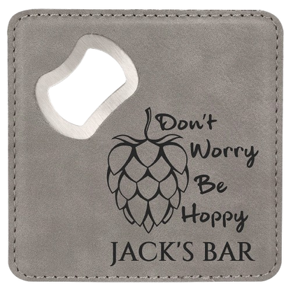 Custom Engraved Monogram Bottle Opener Coasters