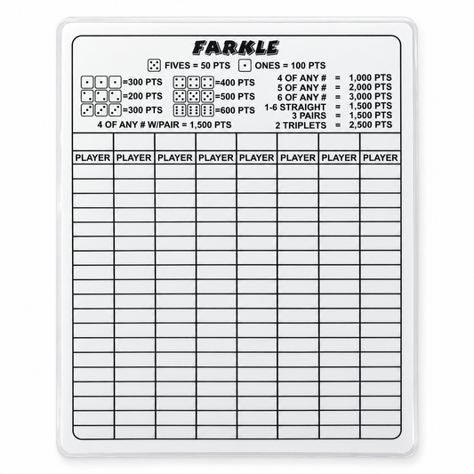 Farkle Reusable Score Sheets