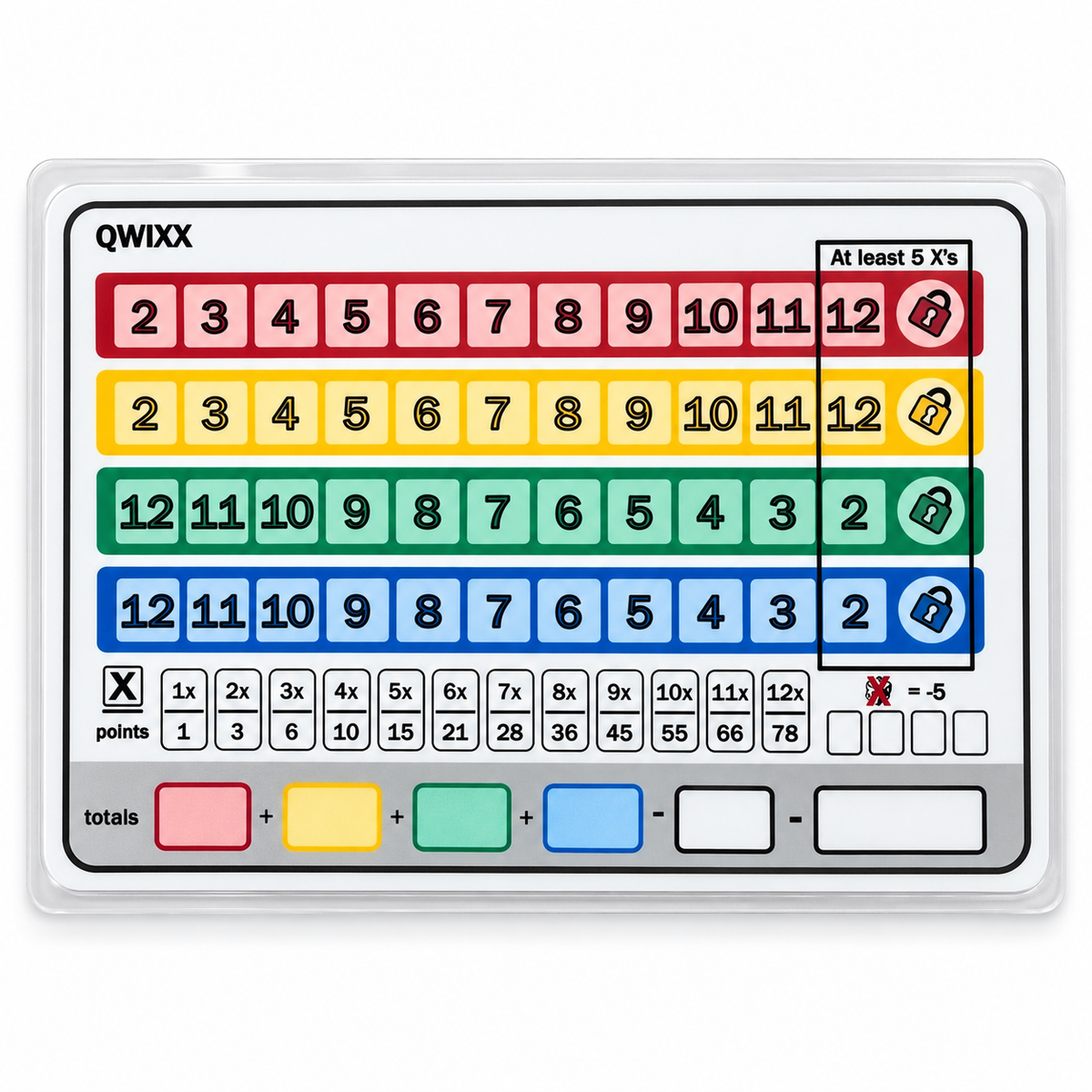 Qwixx Reusable Score Sheets