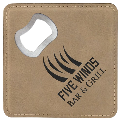 Custom Engraved Monogram Bottle Opener Coasters