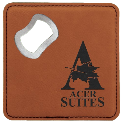Custom Engraved Monogram Bottle Opener Coasters