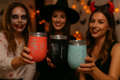 Personalized Wine Tumbler with Birth Flower & Name | Custom Engraved Stainless Steel Insulated Cup | Birthday, Bridesmaid, Wedding Gift