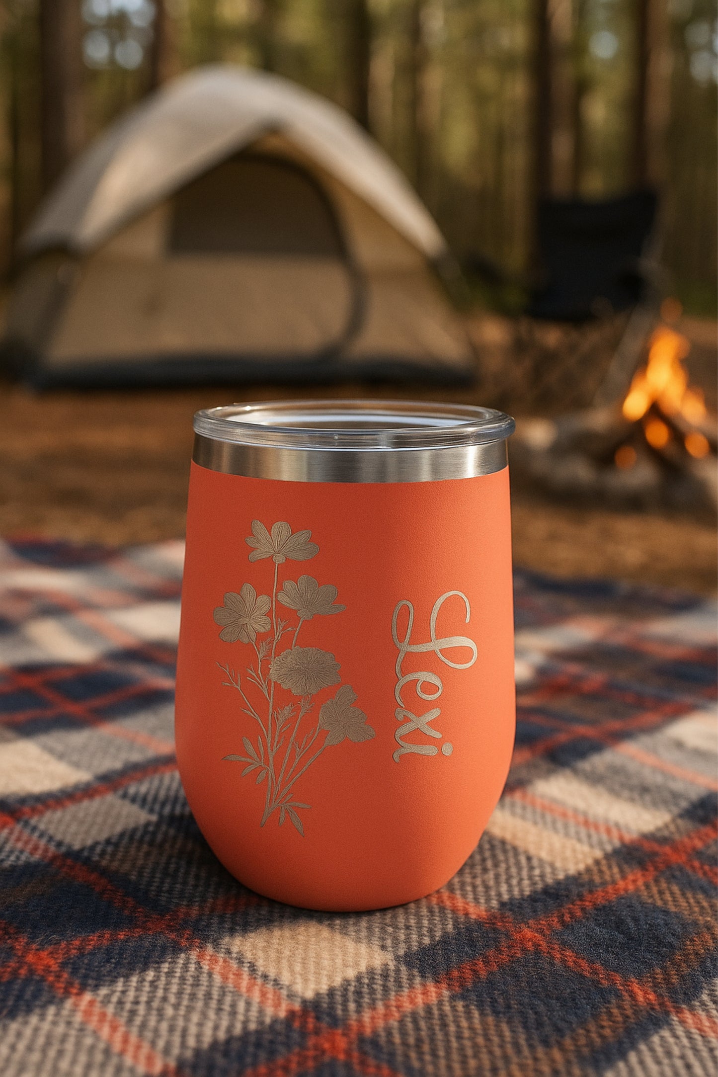 Personalized Wine Tumbler with Birth Flower & Name | Custom Engraved Stainless Steel Insulated Cup | Birthday, Bridesmaid, Wedding Gift